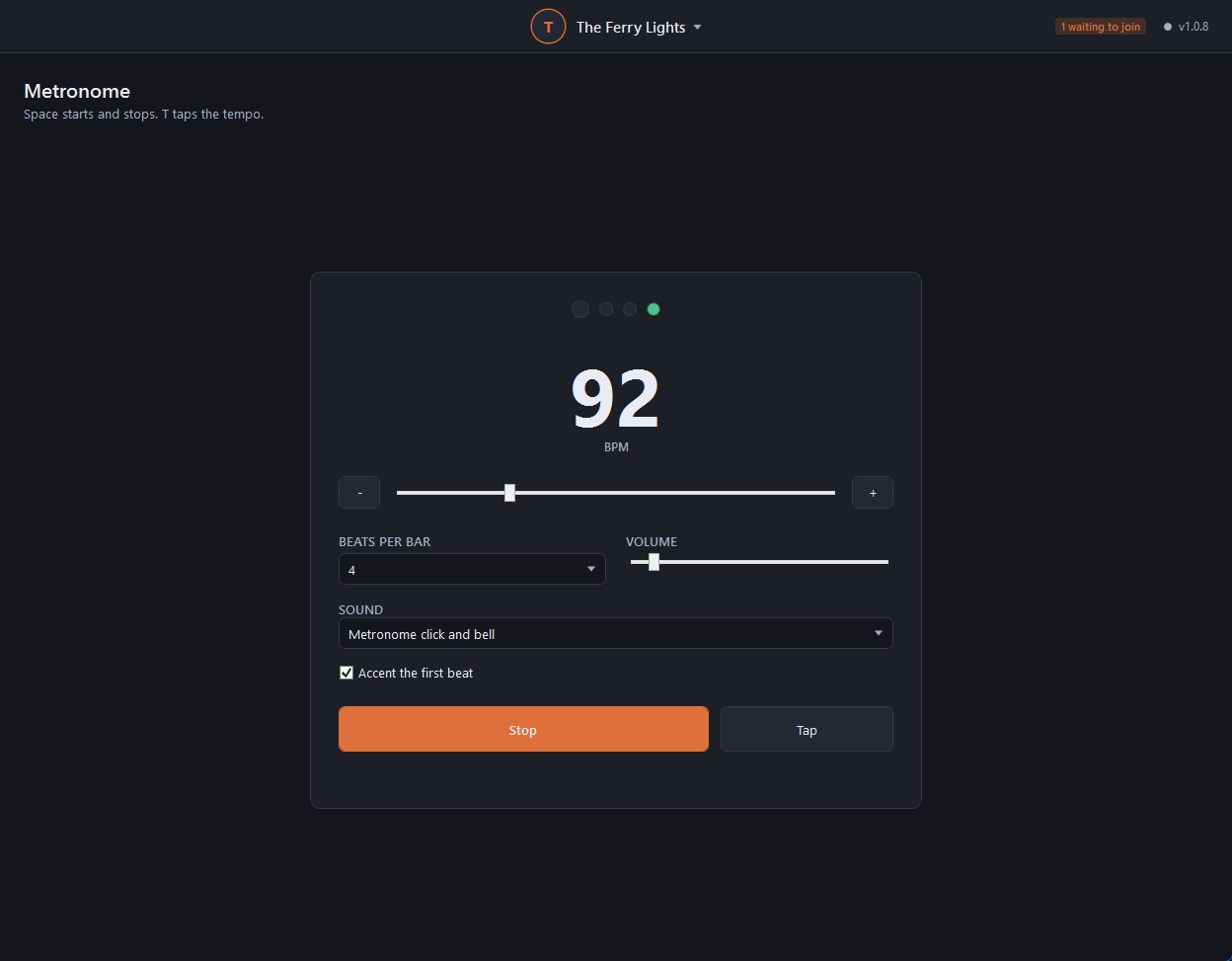 Screenshot of BandPeer's Metronome